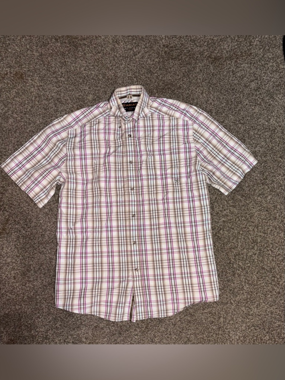 Ariat Pro Series Men's Medium Plaid Cotton Short Sleeve Button-Down Multi-Color
